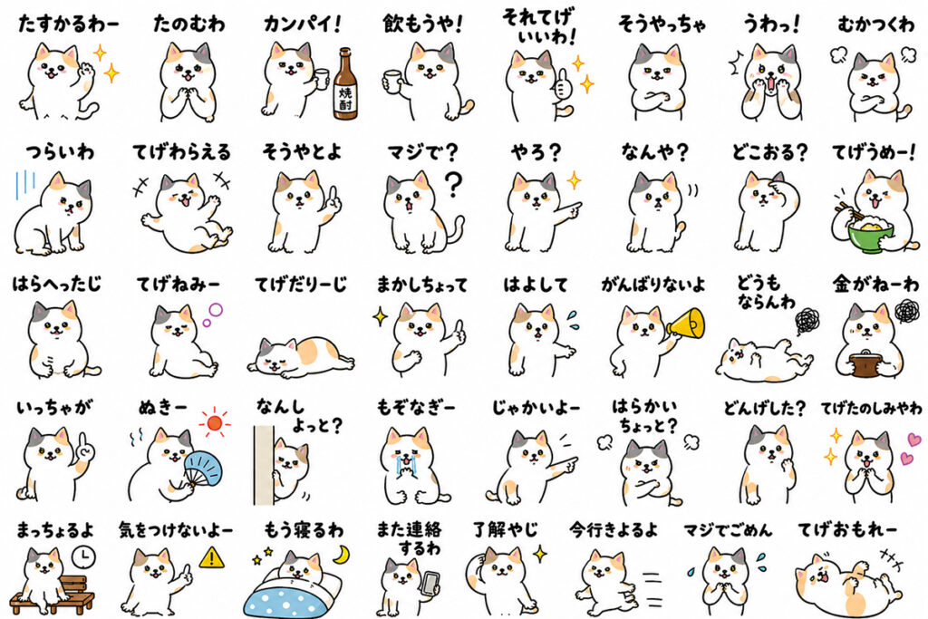 LINEスタンプ宮崎弁ねこ