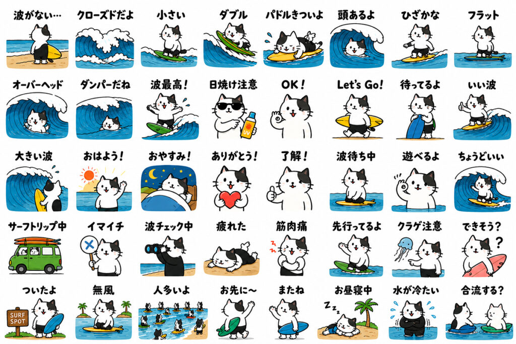 LINEスタンプ猫サーファー