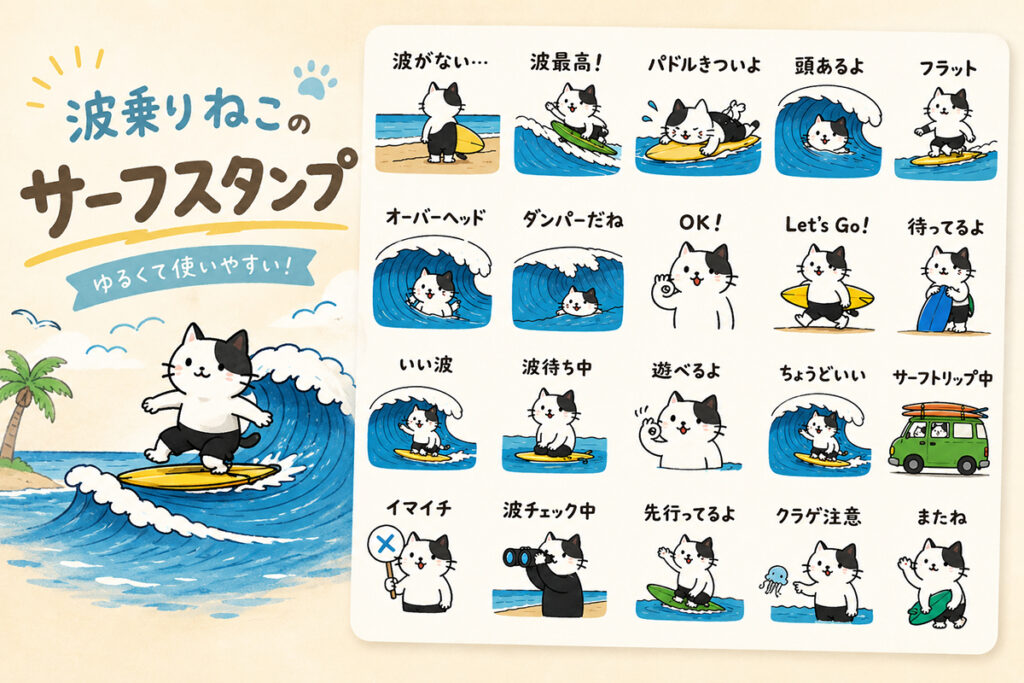 波乗り猫スタンプアイキャッチ画像